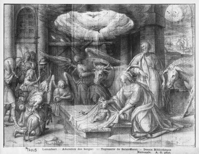 Life of Christ, Adoration of the shepherds, preparatory study of tapestry cartoon for the Church Saint-Merri in Paris, c.1585-90 by Henri Lerambert